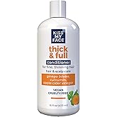 Kiss My Face Thick & Full Conditioner, For Fine and Thinning Hair, Hair and Scalp Care, Ginkgo Biloba and Curcumin, Vegan and Cruelty Free, 16 Fl Oz