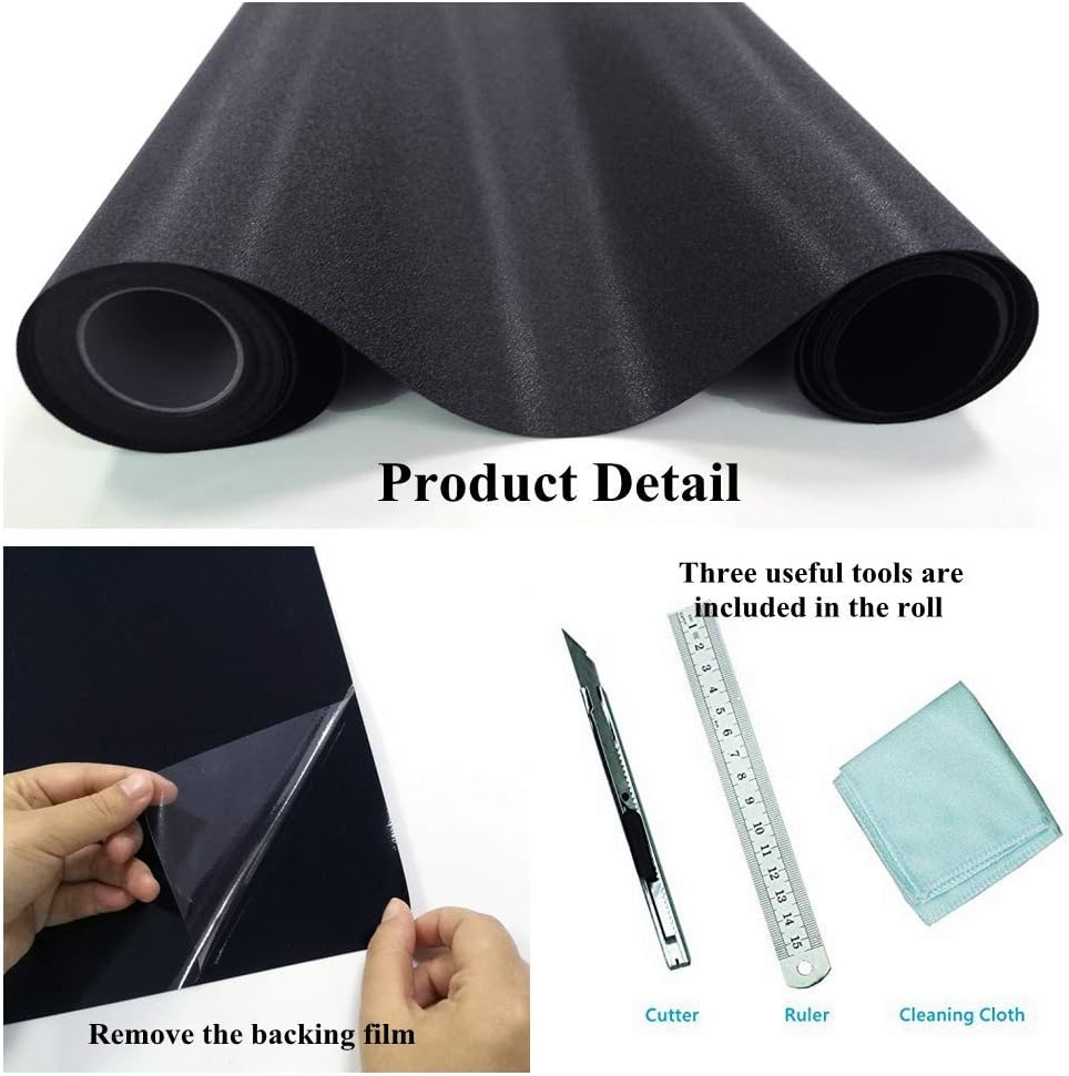 Qualsen Blackout Window Film Privacy Day and Night 100% Total Light Blocking Black Out Window Film Non Adhesive Anti UV - Image 4