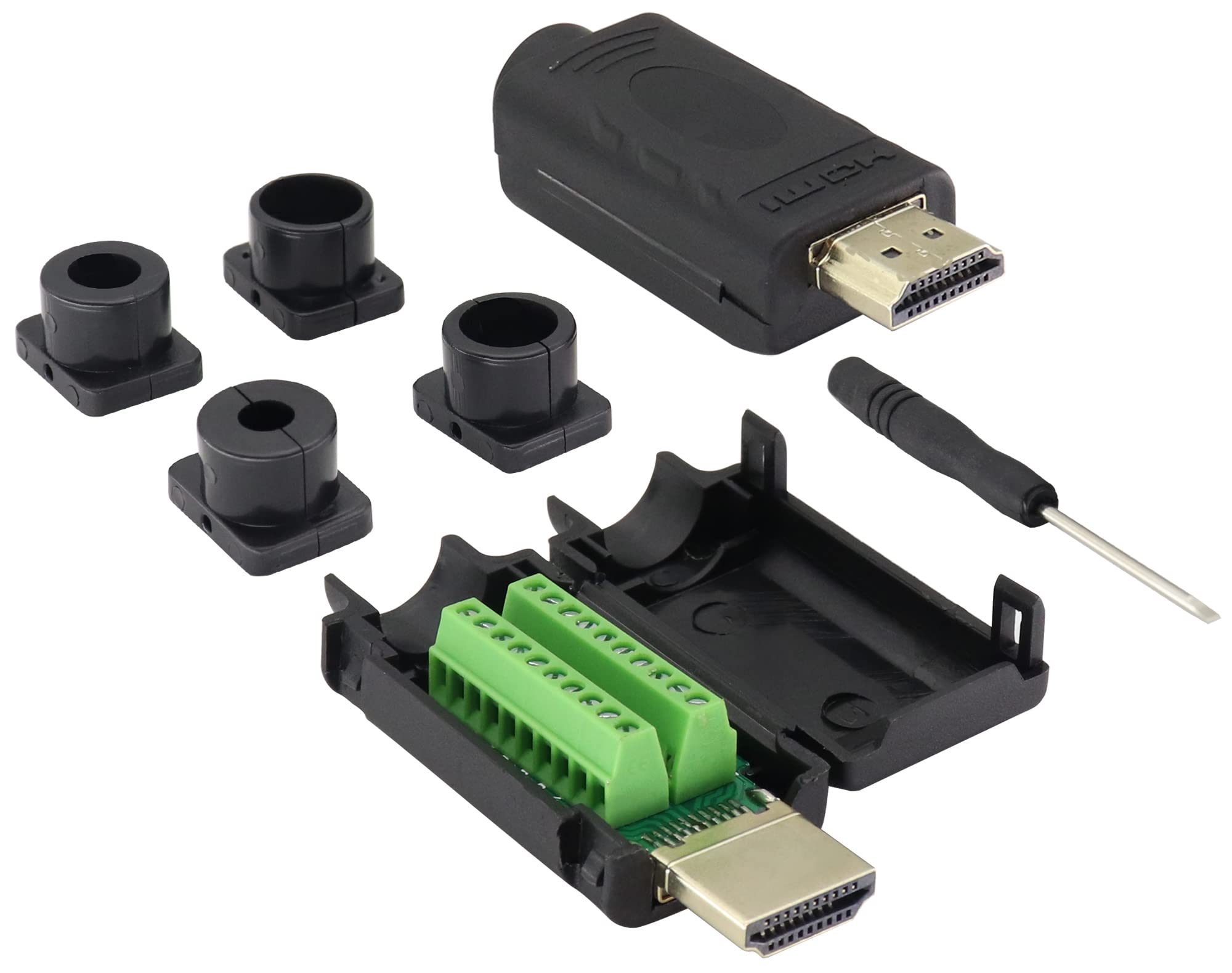 zdyCGTime HDMI Solderless Screw Wiring Terminal Adapter HDMI Male to 20-pin/way Female Solderless Terminal Breakout Board Connector Signal Module with Housing.(2Pack/Male)