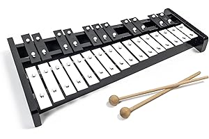 Professional Wooden Soprano Full Size Glockenspiel Xylophone with 27 Metal Keys for Adults & Kids - Includes 2 Wooden Beaters