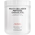 Codeage Multi Collagen Chocolate Protein Powder - Hydrolyzed Bovine Collagen Peptides, 5 Collagen Types & MCT Oil - Collagen Creamer, Chocolate Collagen Peptides - Protein Shakes - Non-GMO - 18.17 oz