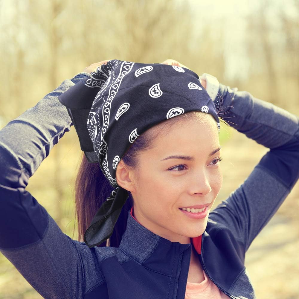FEPITO 18pcs Paisley Bandanas Assorted Cowboy Bandanas Unisex Novelty Print Head Wrap Scarf Wristband for Adults and Kids (3 Colors): Clothing