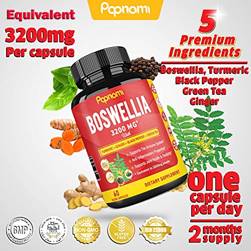 Boswellia Serrata Extract Capsules equivalent to 3200mg with Turmeric