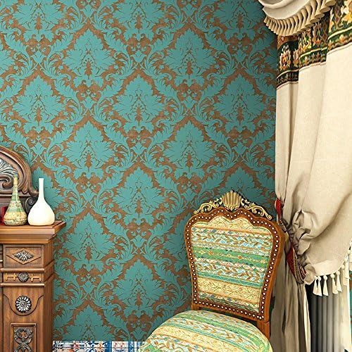 Amazon Haokhome 不織布 はがせる ヴィンテージブルー ブロンズダマスク壁紙寝室の壁紙壁用53cm 10m 並行輸入品 Diy 工具 ガーデン