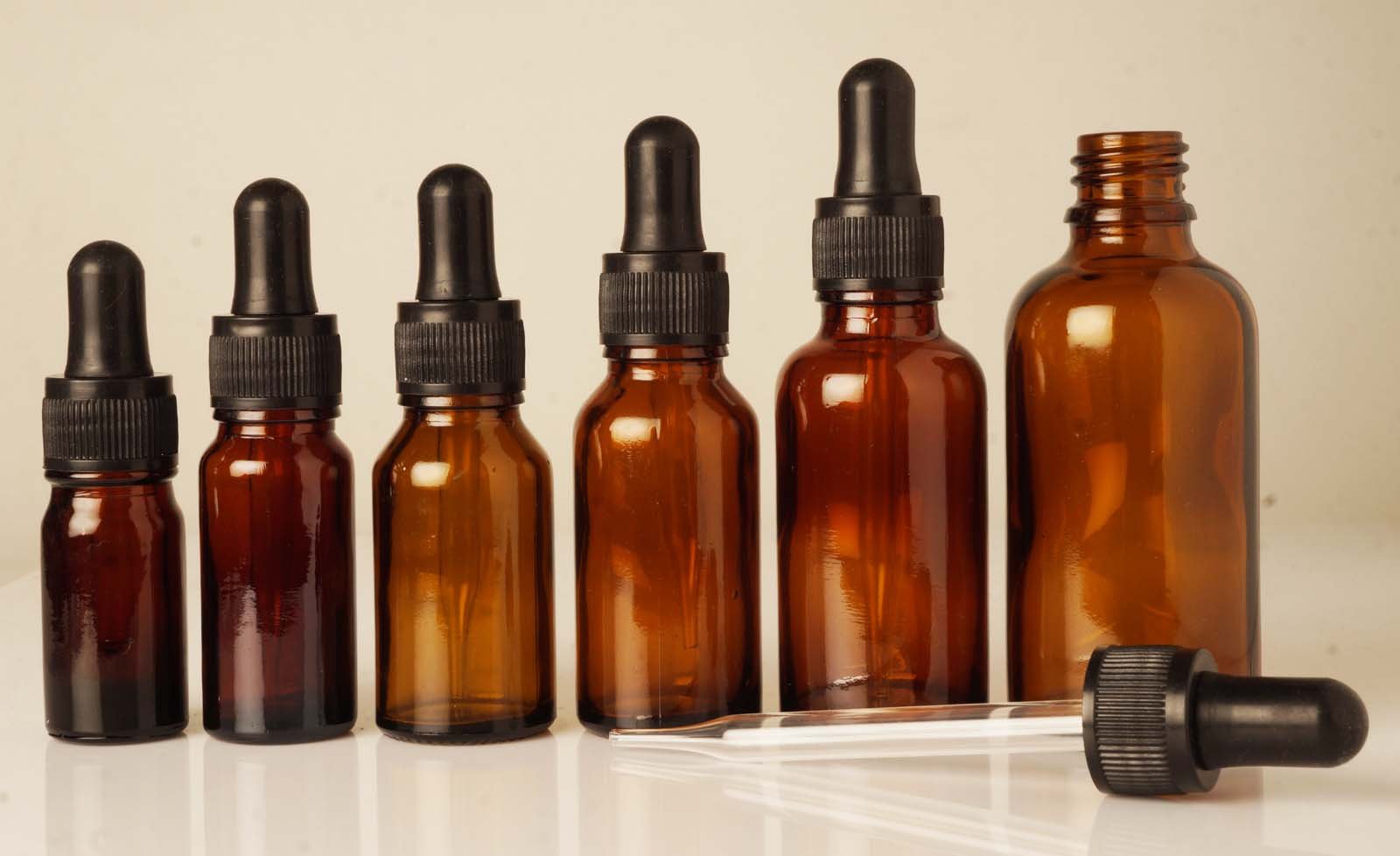 Lot Of 6 Empty Amber Glass Eye Dropper Bottles Wholesale Essential Oil