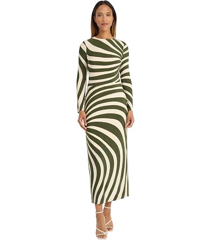 Donna Morgan Women's Dresses Striped Long Sleeve Easy Body Maxi Dress at Amazon Women's Clothing store