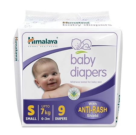 Himalaya Herbals Baby Taped Diaper -(Small_White_Pack of 4)