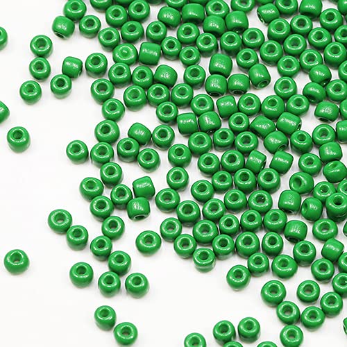 Tibaoffy Size 6/0 Crafts Glass Seed Beads 4mm Dark Green Beads for Jewelry Making (Total About 100g About 1200pcs)
