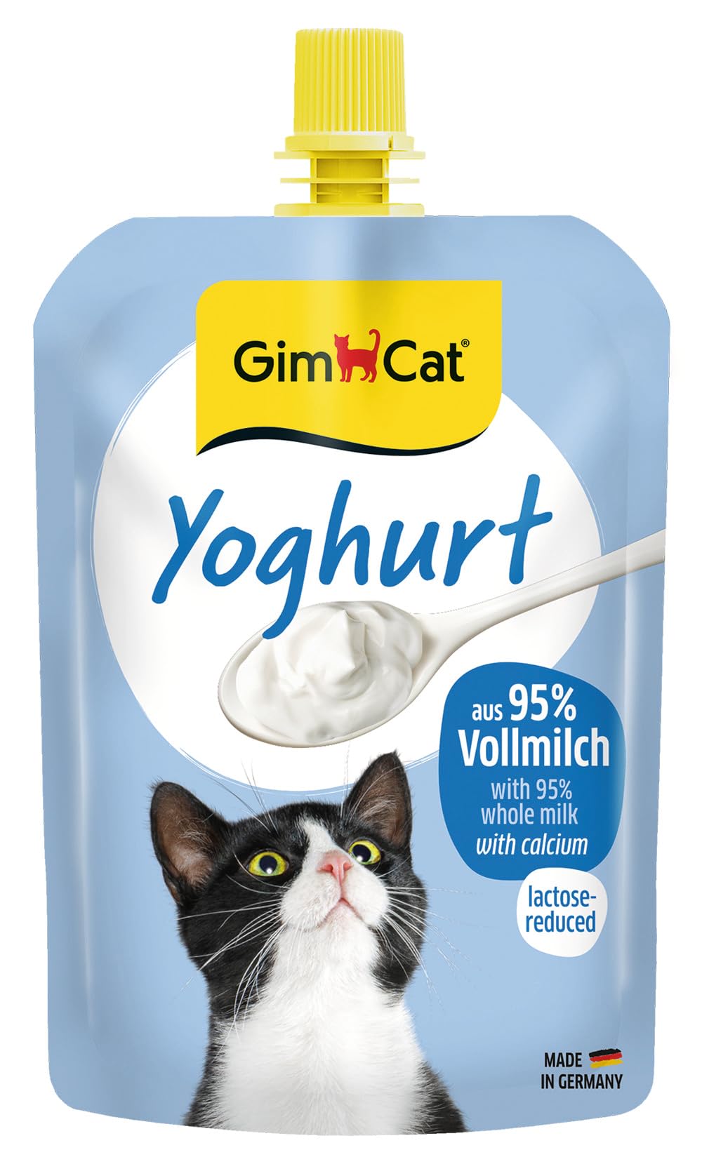 GimCat Yoghurt - Cat snack made from real, lactose-reduced whole milk with calcium for healthy bones - 1 bag (1 x 150 g)
