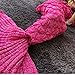yashidali Wearable Mermaid Tail Blanket Crochet, All Seasons Warm Knitted Bed Blankets Sofa Living Room Quilt for Kids, Fish-Scales Pattern, 55.1