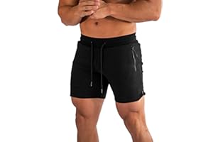 PIDOGYM Men's 5" Gym Workout Shorts,Fitted Jogging Short Pants for Bodybuilding Running Training with Zipper Pockets