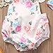 Canis Baby Girls' Full Flower Print Buttons Ruffles Romper Bodysuit with Headband (90(6-12M), White)