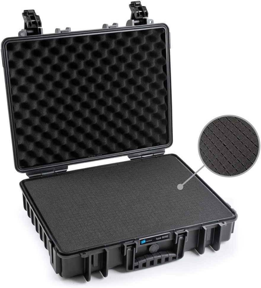 B&W International B&W Outdoor Transport Case, Type 6040, Black, with Cube Foam, Waterproof According to IP67 Certification
