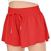 Girls Athletic Flowy Shorts with Pocket - 2 in 1 Butterfly Shorts for Teen Girls Youth Running Sports Spandex