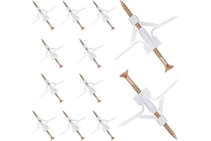 Ubrand Drywall Anchor Kit with Screws - 100 Pcs Drywall and Hollow-Wall Anchor Assortment Kit, Self-Drilling Hollow Wall Anchor, Nylon - Plastic Wall Anchor Hooks and Hollow-Door Toggle Anchor (White)