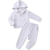 Happy Town Baby Clothes for Girls Boys Solid Color Half-Zip Sweatshirt and Sweatpants Outfits Set Fall Toddler Sweatsuit