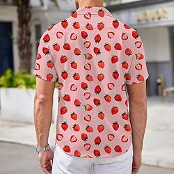 Strawberry Pink Mens Funny Hawaiian Shirts 3D