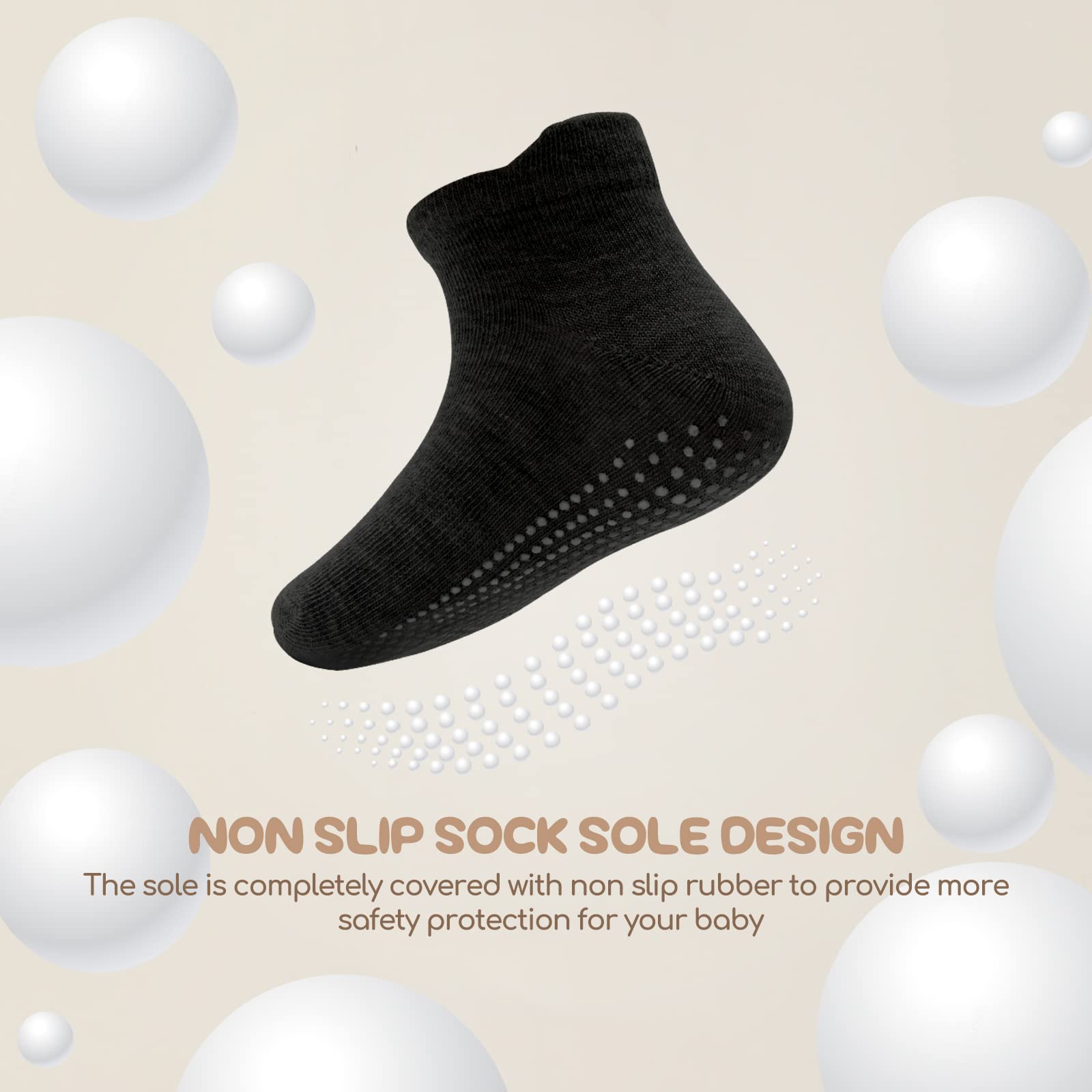 Non Slip Grip Ankle Baby Socks 12 Pack for Toddler Boys and Girls Kids,Infant Cute Cotton Baby Socks