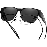 DUCO Trendy Polarized Fit Over Glasses Sunglasses for Men & Women Oversized Wrap Around Shades with UV400 Protection DC8990