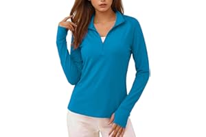 Rash Guard for Women Thumb Hole Long Sleeve Swim Shrits Quarter Zip Sun Protection Athletic Tops for Hiking Running
