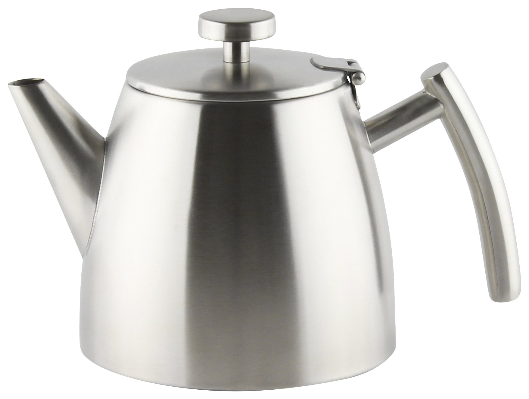 Café Stal Belmont Stainless Steel Double Wall Tea Pot with Hinged Lid, Satin Finish, 600ml / 0.6 L, HTP-06DW/S