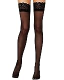 Lidogirl Lace Top Thigh High Stockings 40D Black