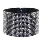 JewelrieShop Bling Bling Style Shiny Crystal Rhinestone on Korean Velvet Leather with Magnet Clasp Bracelet