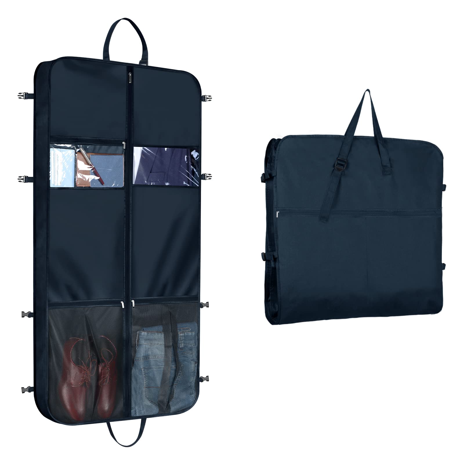Univivi Suit Bags for Men, 50" Suit Carrier with 5 Zip Pockets Suit Covers for Men for Travel with Adjustable Handles Heavy Duty 600D Oxford Foldable Waterproof Garment Bags for Travel, Navy — image 1