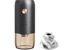 RealPero Electric Coffee Grinder, Portable Coffee Bean Grinder Upgraded Stainless Steel Conical Burr with Adjustable Setting Fine to Coarse,Faster Grinding for Office,Home,Camping,Travel,Black