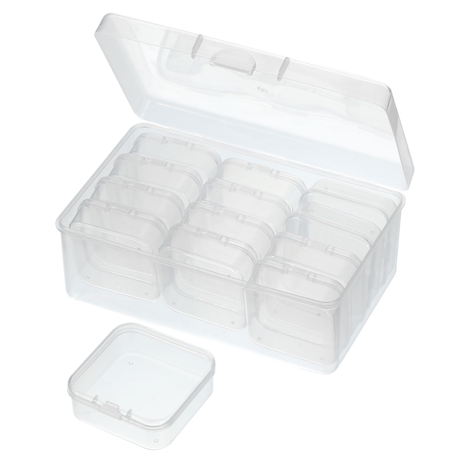 PATIKIL 7x4.3x2.8 Inch Nail Charm Organizer, 1 Pcs Craft Organizers and Storage Box Grids Clear Plastic Organizer Box Bead Organizer Art Crafts Jewelry Fishing Tools, Transparent