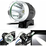 Marsing 自転車ライト+ヘッドライト 6500K LED 高輝度 1000-3000ルーメン マルチモード（2/3段階の光度+ストロボ）機能付き 充電式 4x18650バッテリーとIPX6防水 夜間活動 釣り用