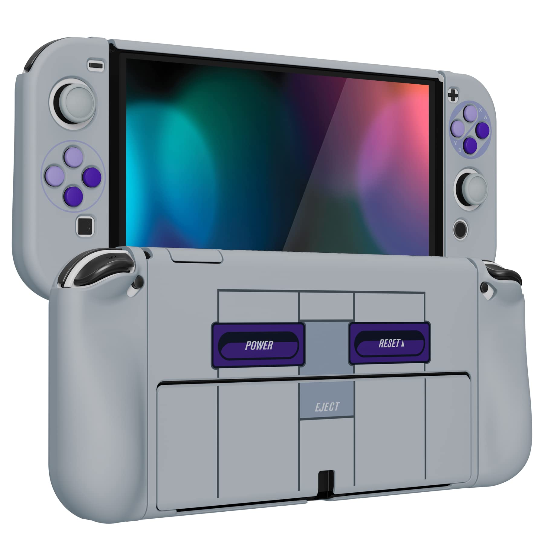 playvital AlterGrips Protective Slim Case for Nintendo Switch OLED, Ergonomic Grip Cover for Joycon, Dockable Hard Shell for Switch OLED w/Thumb Grip Caps & Button Caps