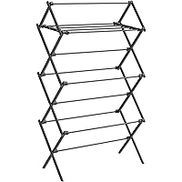 SONGMICS Foldable Clothes Drying Rack, Laundry Drying Rack, Clothes Airer, Steel Frame, 37 x 75 x 135.1 cm, Easy Assembly, In