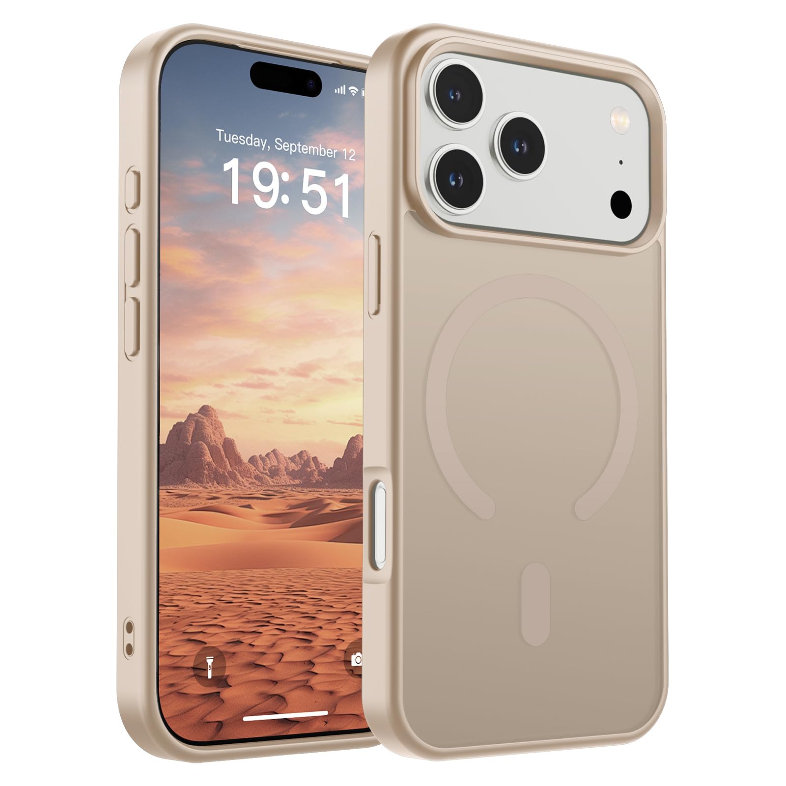 Photo 1 of SUPFINE Magnetic for iPhone 17 Pro Case (Compatible with MagSafe)(Military Grade Drop Protection) Translucent Matte Shockproof with Anti-Fingerprint Phone Cover 2025,Desert Gold