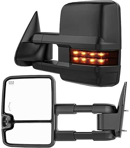 Tow Mirrors Gmc PAIR Of Power Heated Towing Mirrors For 2007-2013 Chevy Silverado 1500/2500/3500HD - Chrome, Manual Fold 2015 Silverado Tow Mirrors Oem - Foto 7