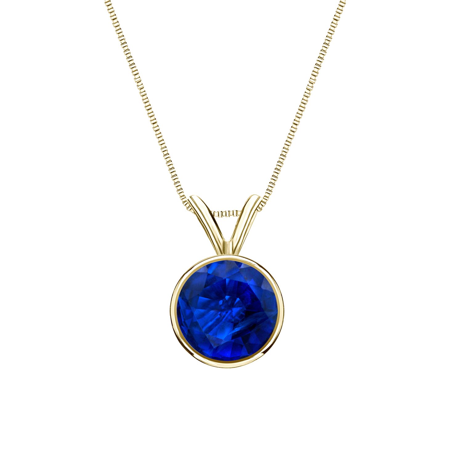 Buy 14k Yellow Gold Blue Sapphire Gemstone Solitaire Pendant Necklace