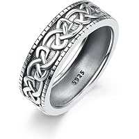 8mm Celtic Knot Ring - 925 Sterling Silver Black Cubic Zirconia Adjustable Open Ring - View #11