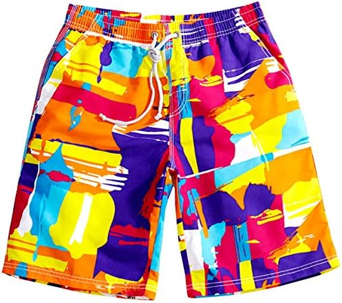 Colorful Printing Surf Trunks Big and Tall Quick-Drying Cargo Water Shorts Plus Size Fashion Breathable Bathing Suits, Size XXL