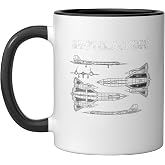 SR-71 Blackbird Blueprint Air Force Military Jet Ceramic Mug, Black/White, 11oz