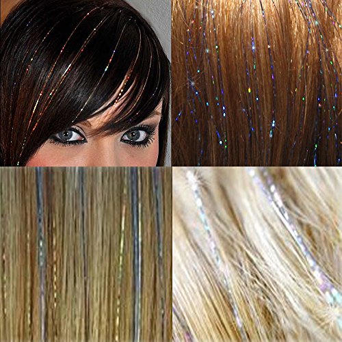 Uqinz 48 Hair Tinsel 310 Strands Holographic Sparkle Silk Bling