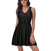 Kate Kasin Women's Two Piece Swimsuits Tummy Control Back Cross Flowy Swimdress Bathing Suits with Boyshorts Swimwear