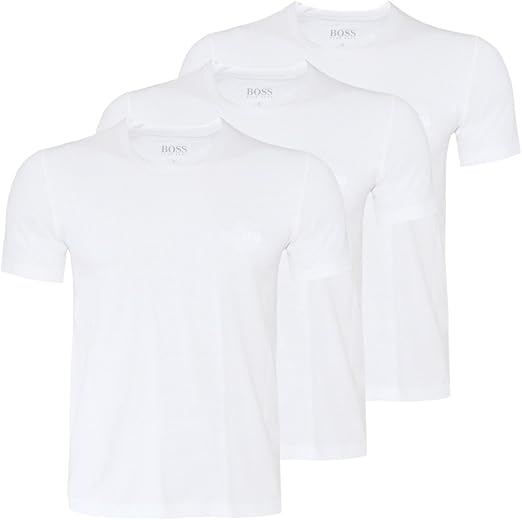 Hugo Boss 3 Pack Cotton Classic Crew Neck TShirt, Shirt SS RN Monochrome Colour White Size