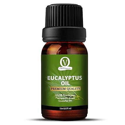Vital Organics Pure, Cold Pressed, Unrefined Eucalyptus Oil for Face, Nails, Hair, Skin (15ml)