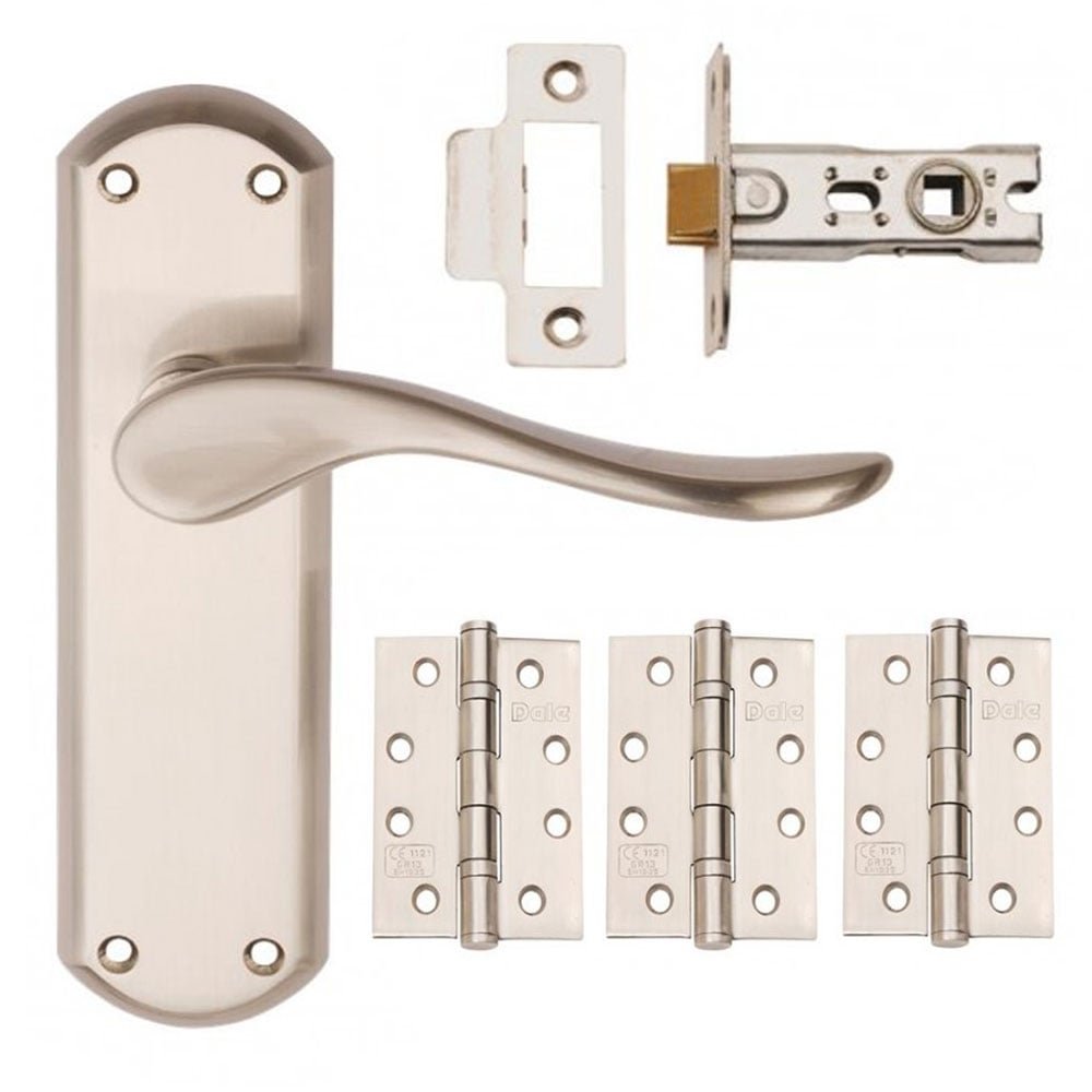 Sigma Lever on Plate Internal Door Handle Pack Set (Latch/Privacy) Latch Satin Nickel
