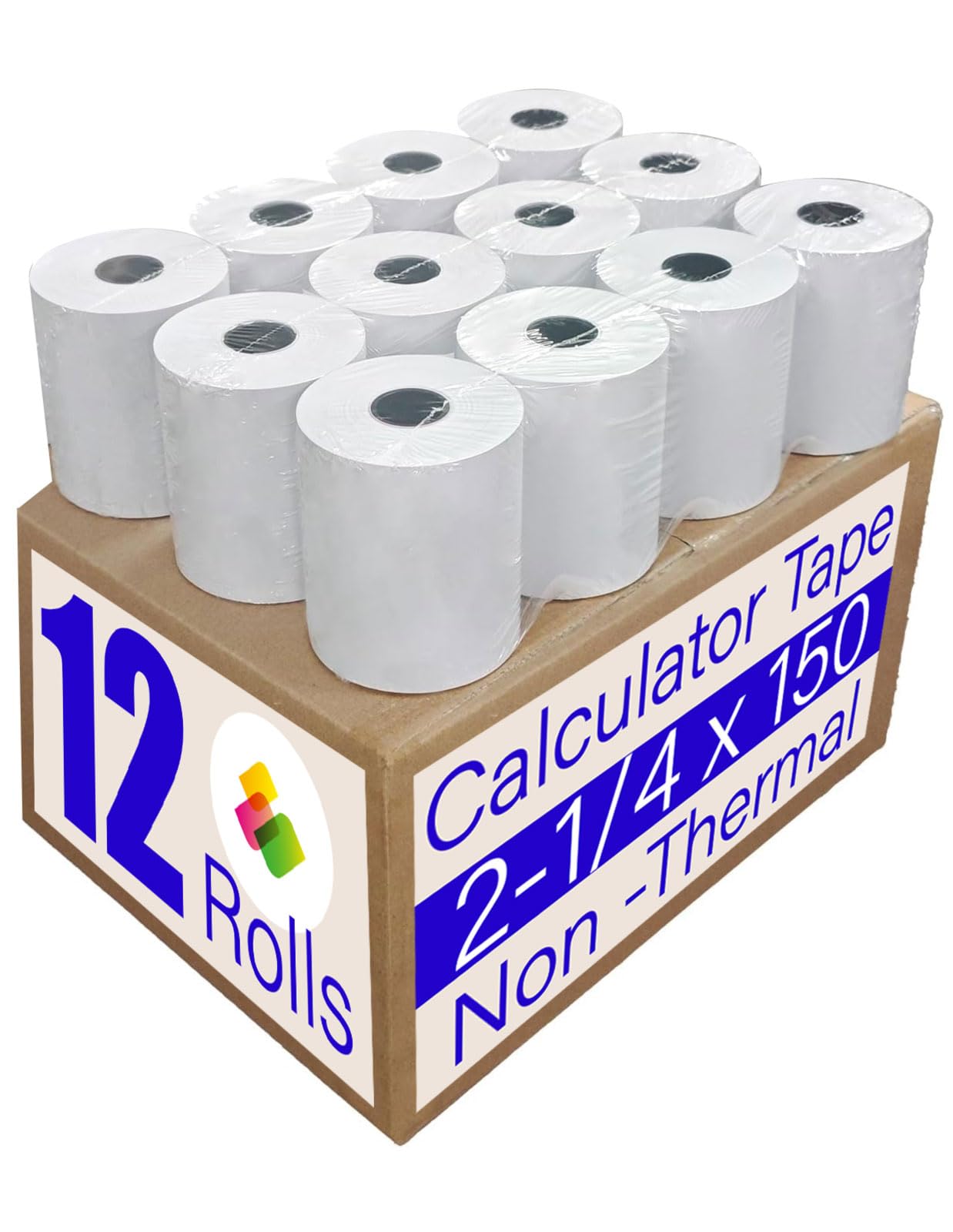 Photo 1 of (12 Rolls)2 1/4 in x 150 ft Adding Machine Tape Paper Rolls, for HR-10RC, HR-170RC, HR-200RC, EL-1197PIII, EL-1801V, P23-DHV-3, CP-90A, MP11DX-2, 1280-2,3000Labels Direct