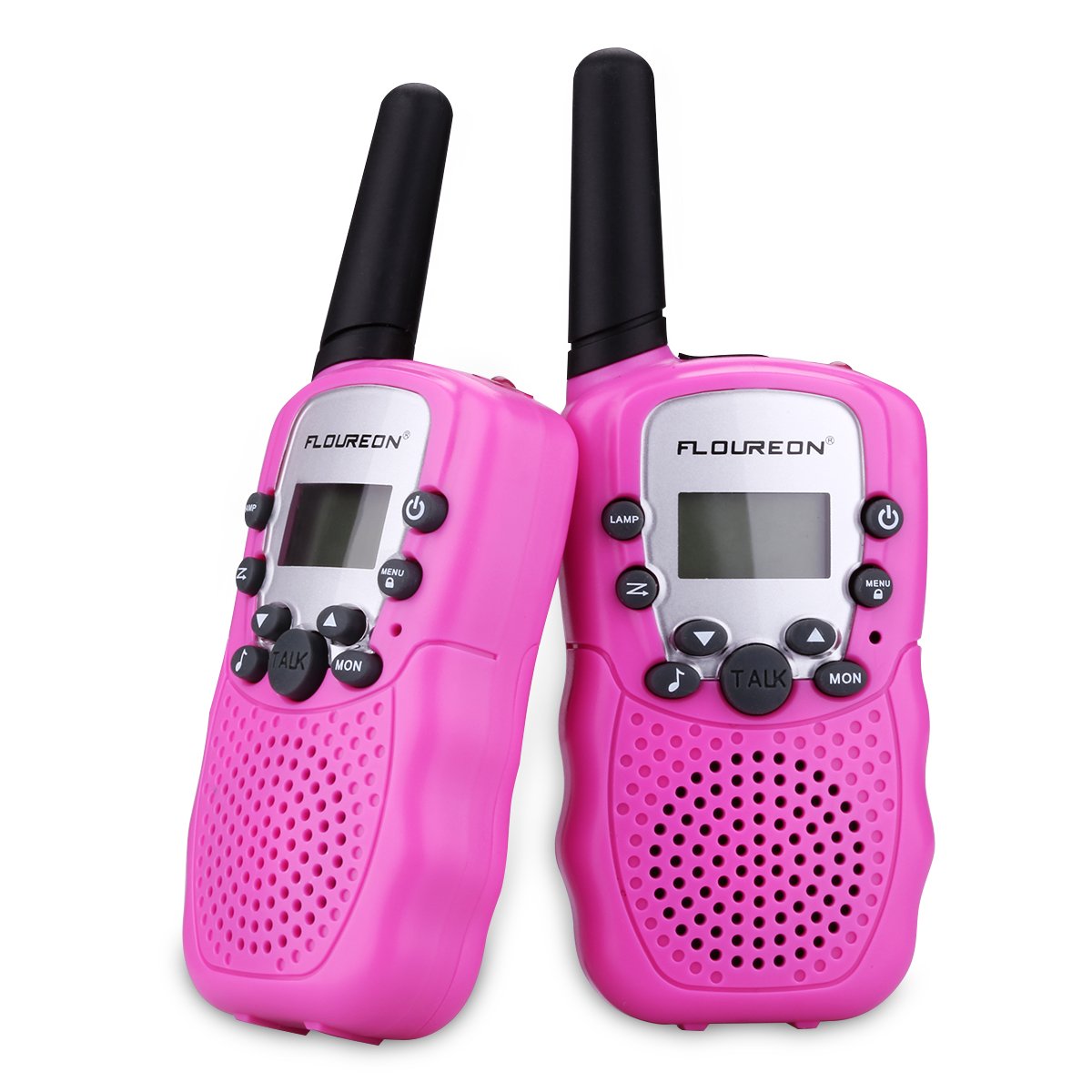 FLOUREON Walkie Talky for Kids Two Pack 22 Channel Two Way Radio 3000M (MAX 5000M Open Field) UHF Long Range Handheld (Pink)