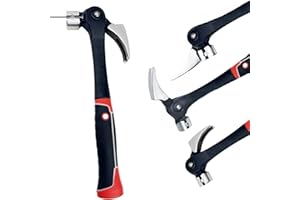 ROVIA Forged Steel Claw Hammer with Magnetic Nail Starter & Shock-Absorbing Grip - Heavy Duty Framing, Carpentry, and DIY Tool
