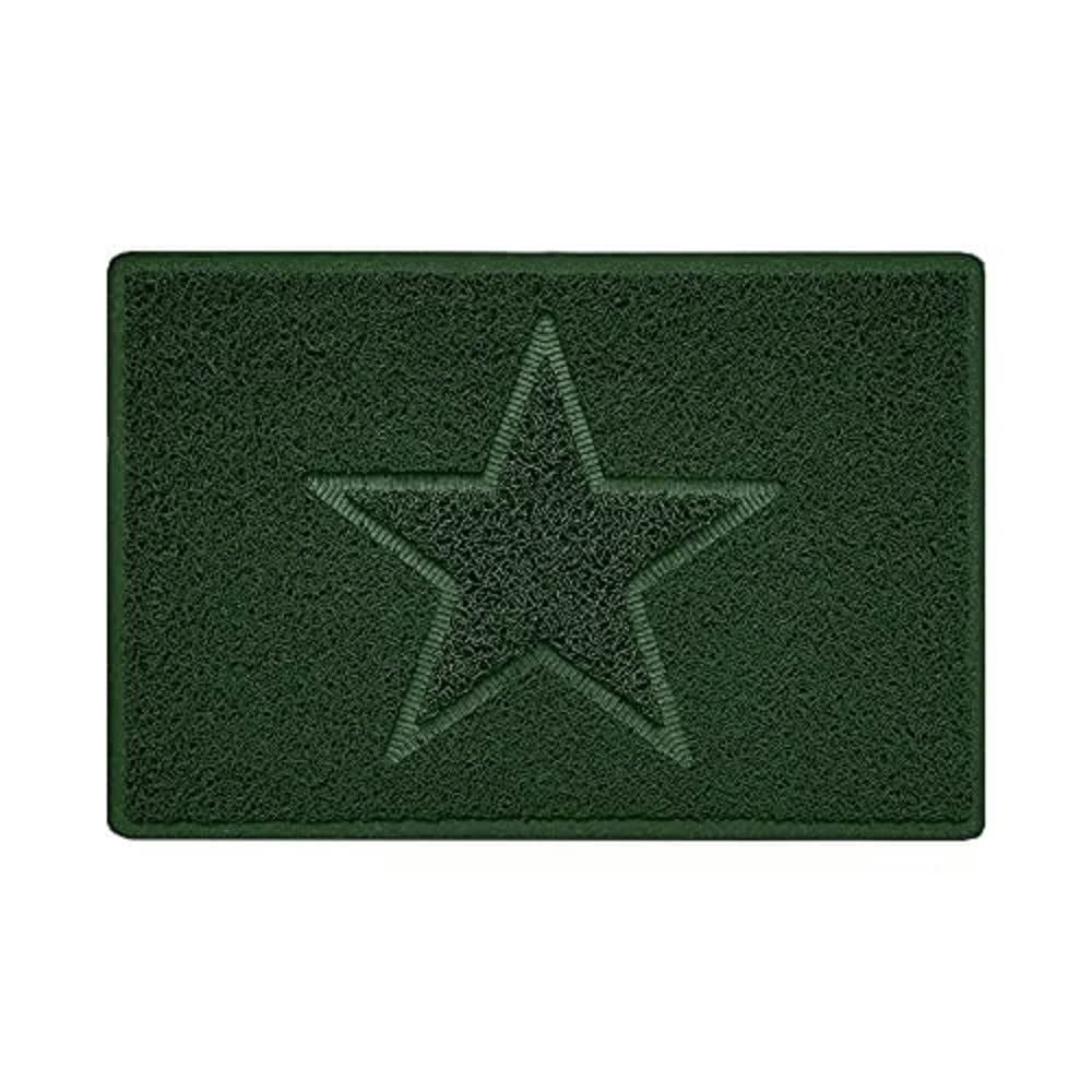 Nicoman Star Shape Embossed Entrance Door Mat Non Slip Dirt Trapper PVC Spaghetti Mat with Rubber Base, Jet Washable Quick Drying Doormat Indoor or Outdoor - (Small, Green, 60 x 40cm)