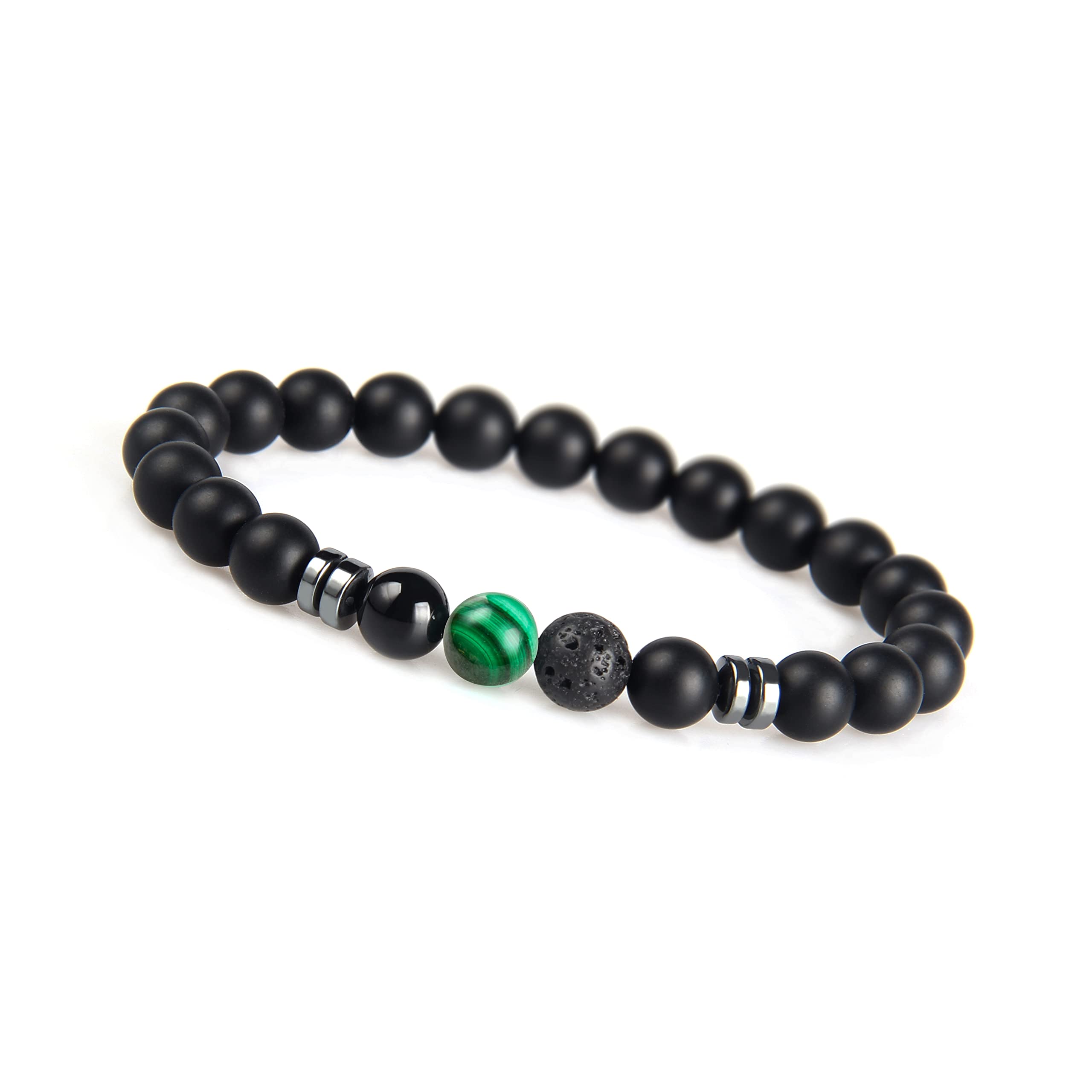 GD GOOD.designs EST. 2015 Chakra Bead Bracelet – Onyx & Jasper Natural Stone I Men’s Jewelry (Green) I Gift for Him