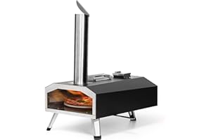 OUTFINE Pizza Oven 2-in-1 Wood Fired & Gas Fired, Outdoor Pizza Maker with Rotatable 12" Pizza Stone, Pizza Peel, Waterproof Carry Bag